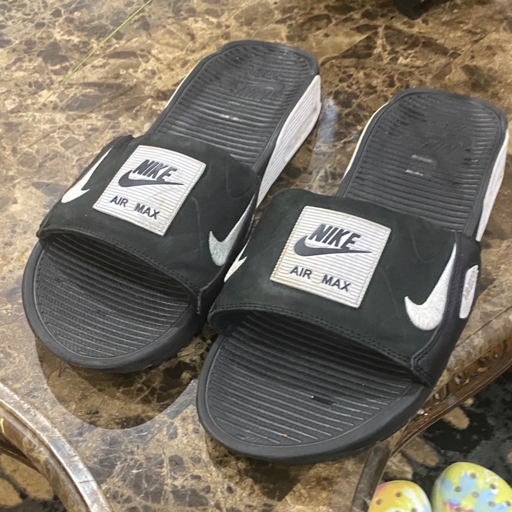 Nike Air Max Black and White Slides
